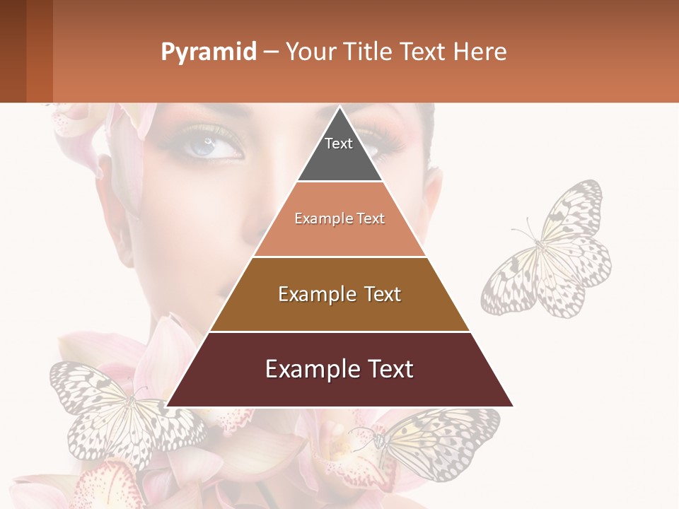 A Beautiful Woman With Butterflies On Her Head PowerPoint Template