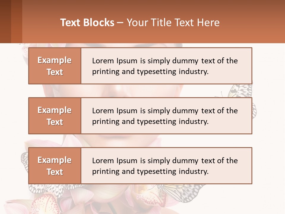 A Beautiful Woman With Butterflies On Her Head PowerPoint Template