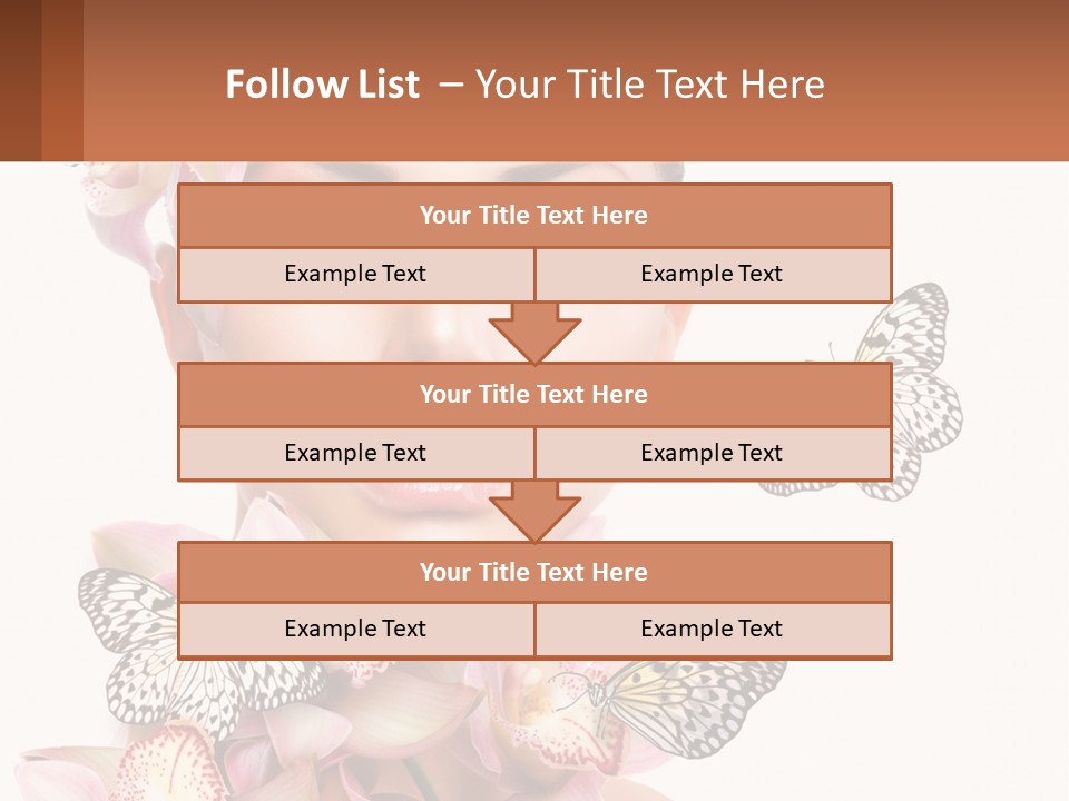 A Beautiful Woman With Butterflies On Her Head PowerPoint Template