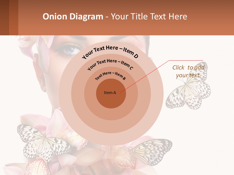 A Beautiful Woman With Butterflies On Her Head PowerPoint Template