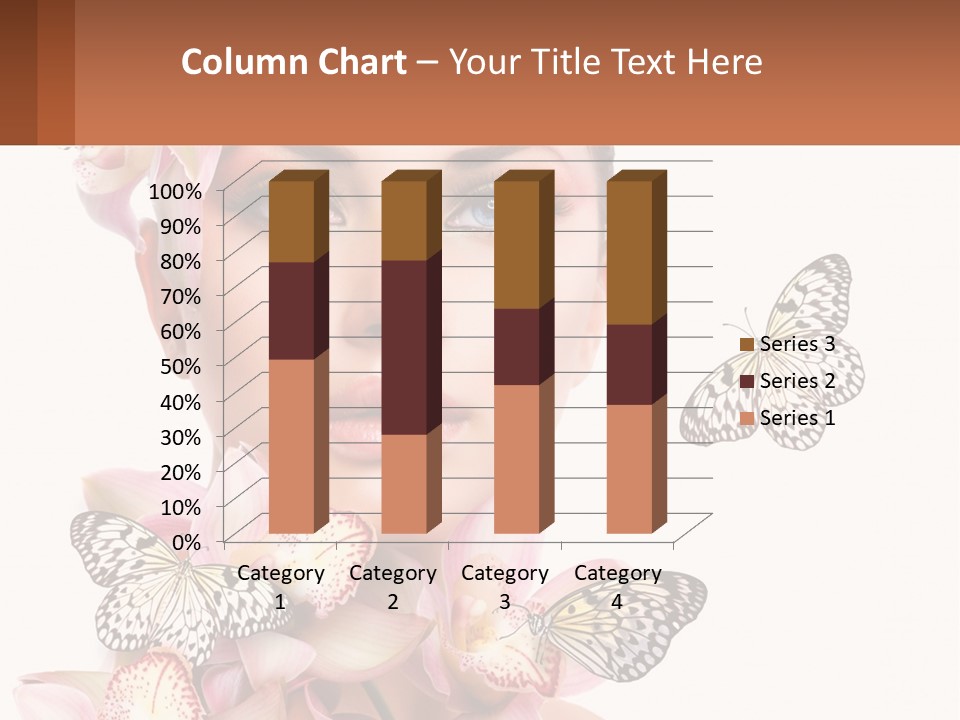 A Beautiful Woman With Butterflies On Her Head PowerPoint Template