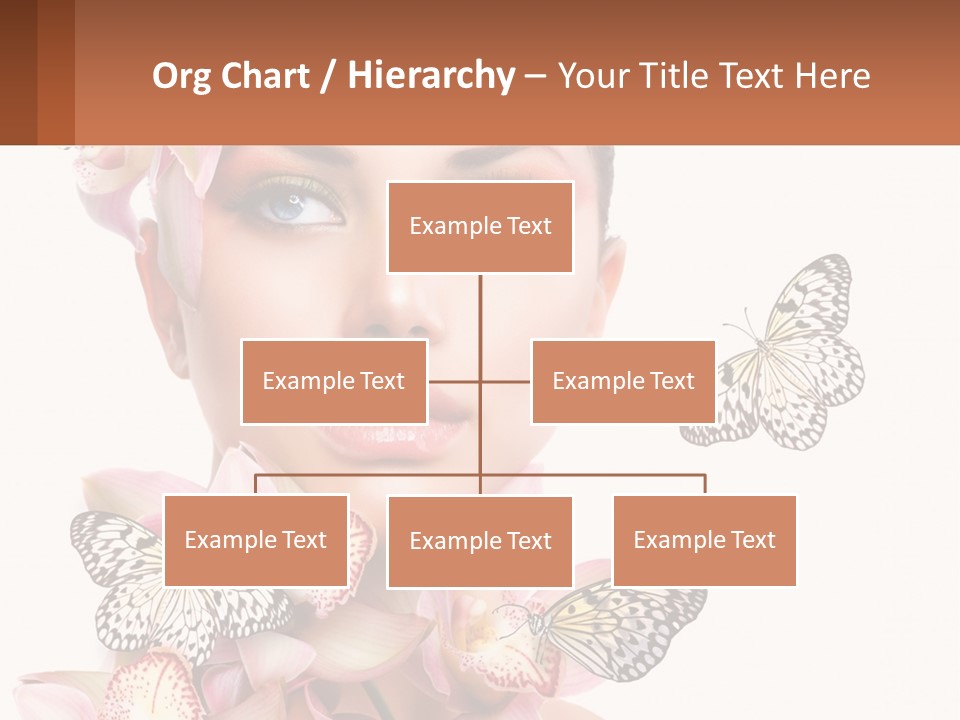 A Beautiful Woman With Butterflies On Her Head PowerPoint Template