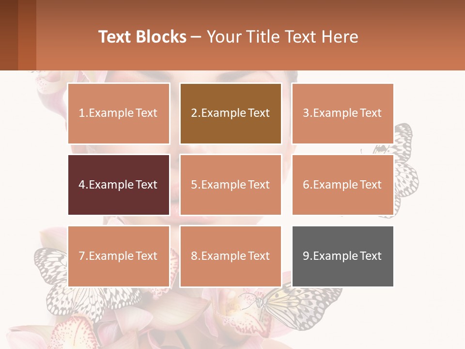 A Beautiful Woman With Butterflies On Her Head PowerPoint Template