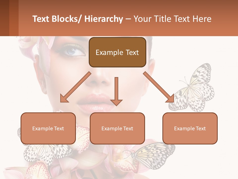 A Beautiful Woman With Butterflies On Her Head PowerPoint Template