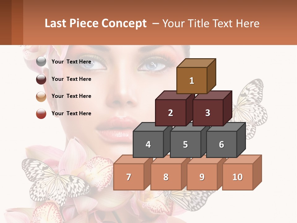 A Beautiful Woman With Butterflies On Her Head PowerPoint Template