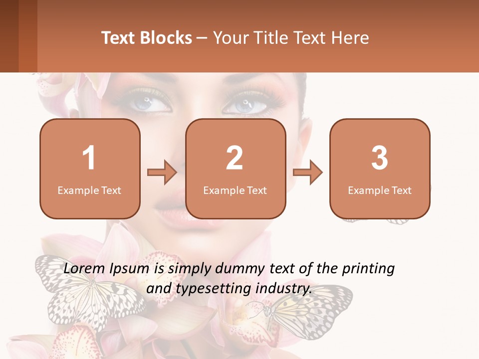 A Beautiful Woman With Butterflies On Her Head PowerPoint Template