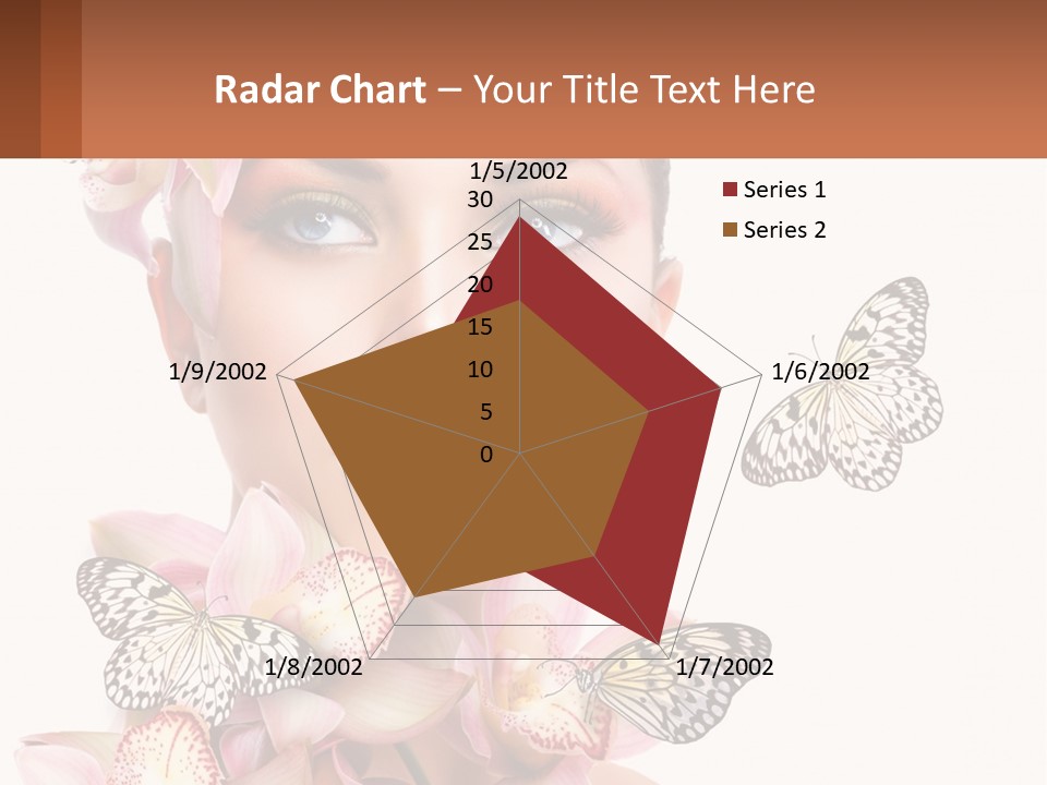 A Beautiful Woman With Butterflies On Her Head PowerPoint Template