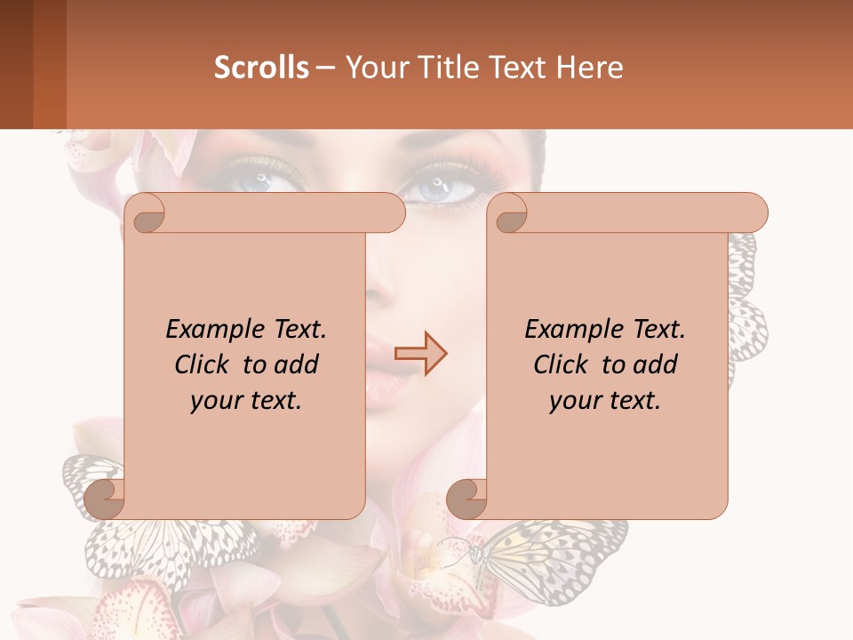 A Beautiful Woman With Butterflies On Her Head PowerPoint Template