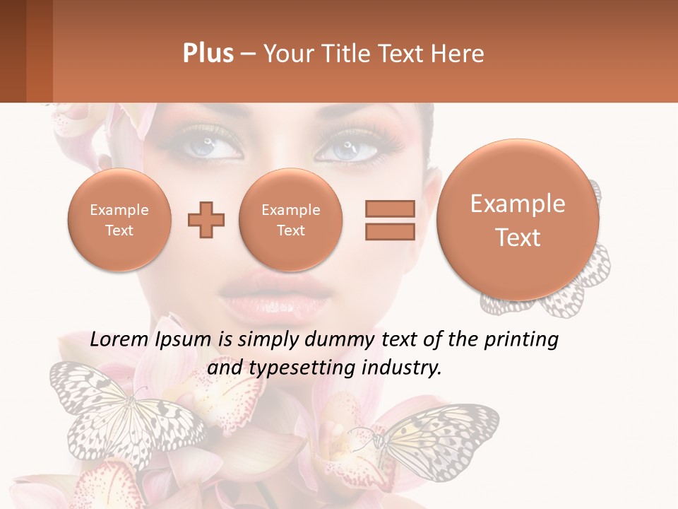 A Beautiful Woman With Butterflies On Her Head PowerPoint Template