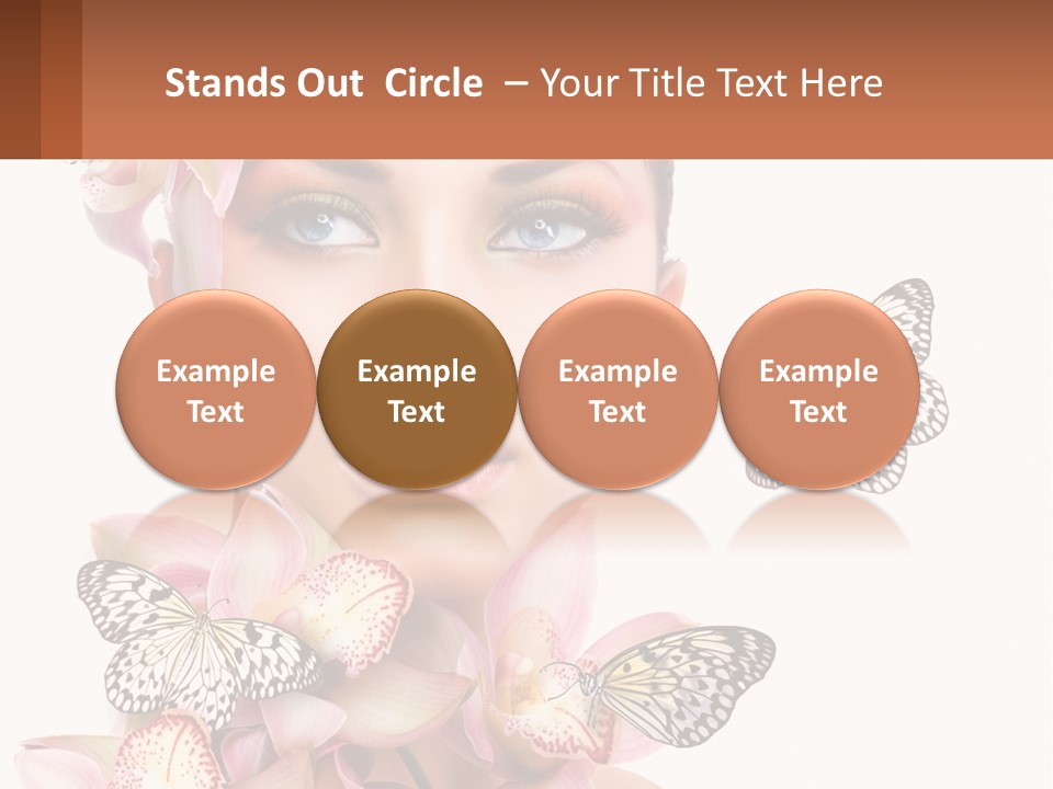 A Beautiful Woman With Butterflies On Her Head PowerPoint Template
