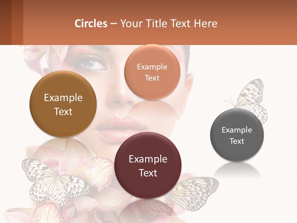 A Beautiful Woman With Butterflies On Her Head PowerPoint Template