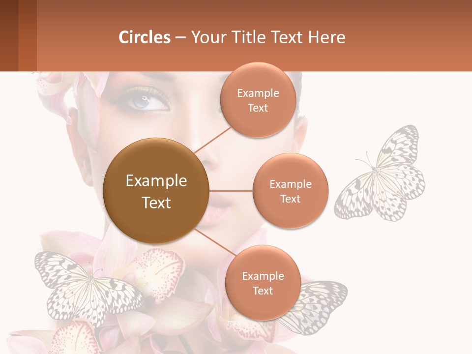 A Beautiful Woman With Butterflies On Her Head PowerPoint Template