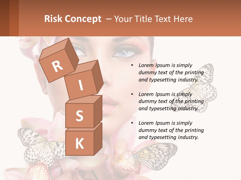 A Beautiful Woman With Butterflies On Her Head PowerPoint Template