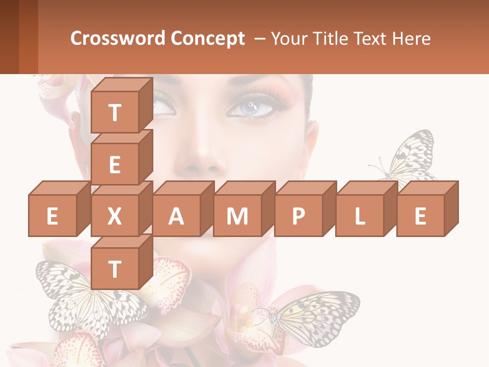 A Beautiful Woman With Butterflies On Her Head PowerPoint Template