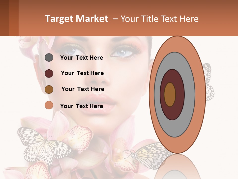 A Beautiful Woman With Butterflies On Her Head PowerPoint Template