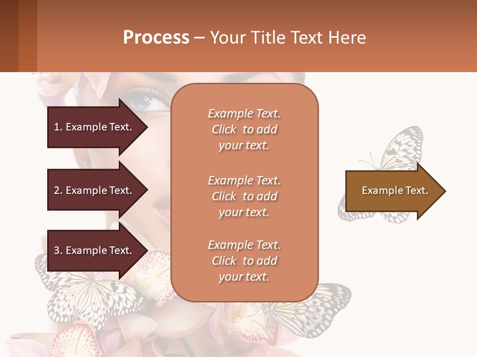 A Beautiful Woman With Butterflies On Her Head PowerPoint Template