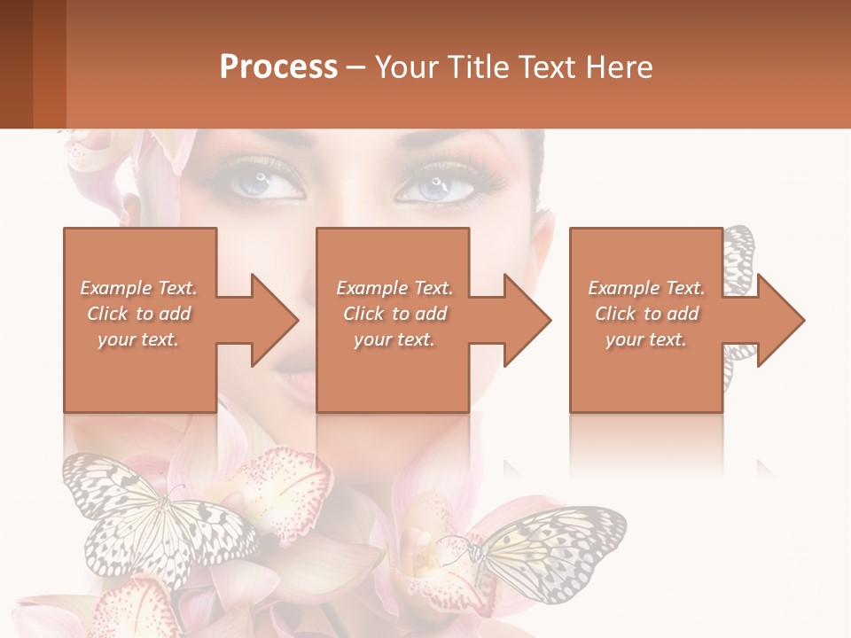 A Beautiful Woman With Butterflies On Her Head PowerPoint Template