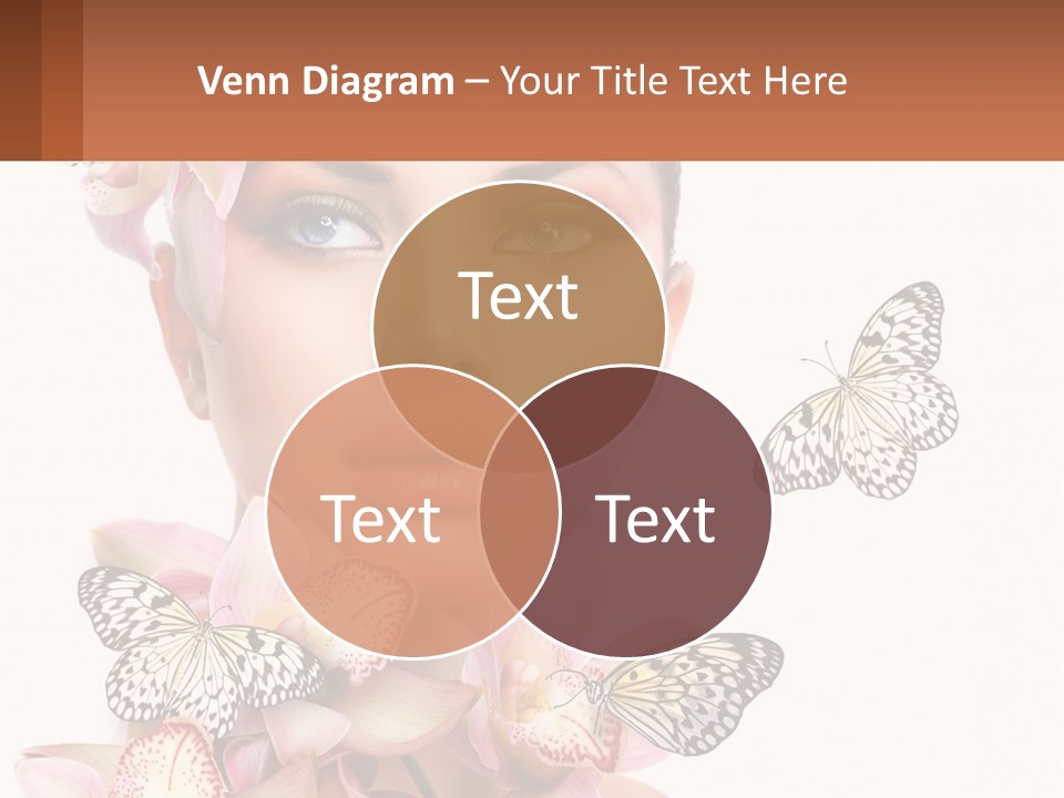 A Beautiful Woman With Butterflies On Her Head PowerPoint Template