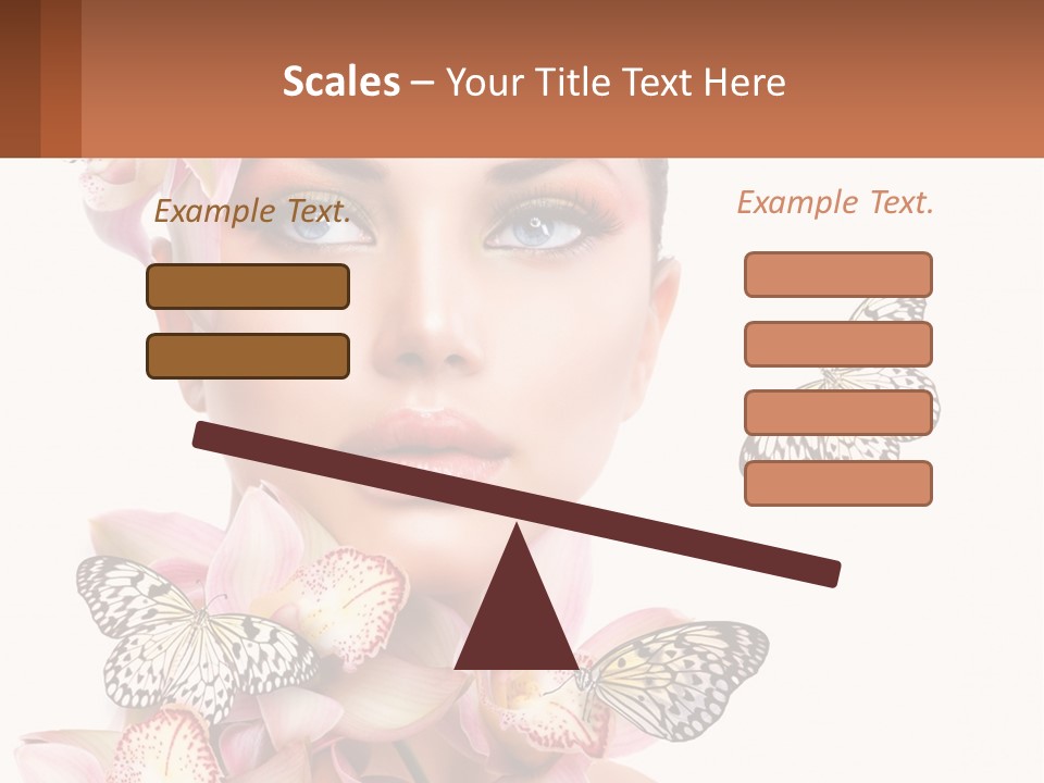A Beautiful Woman With Butterflies On Her Head PowerPoint Template