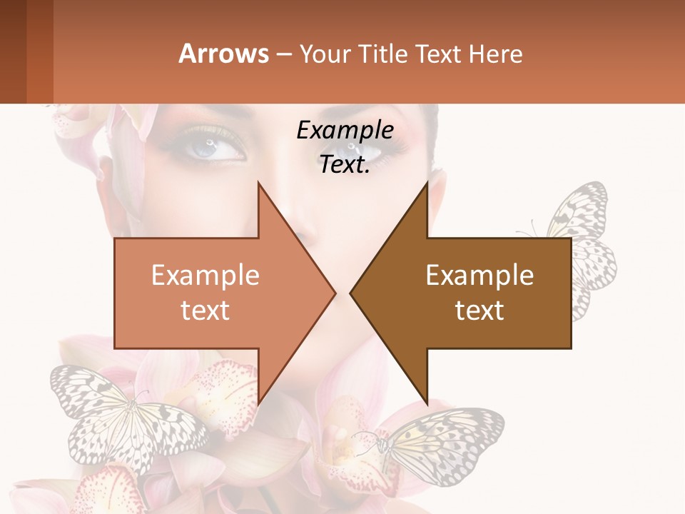 A Beautiful Woman With Butterflies On Her Head PowerPoint Template