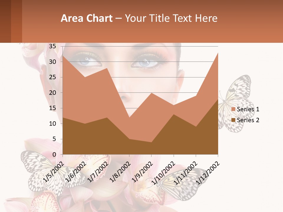 A Beautiful Woman With Butterflies On Her Head PowerPoint Template