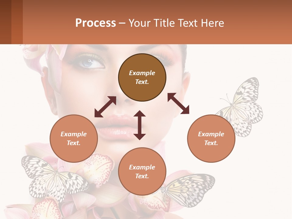 A Beautiful Woman With Butterflies On Her Head PowerPoint Template