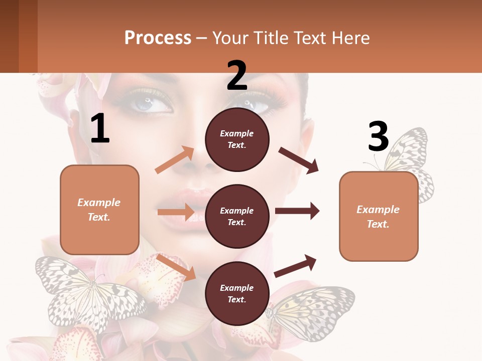 A Beautiful Woman With Butterflies On Her Head PowerPoint Template
