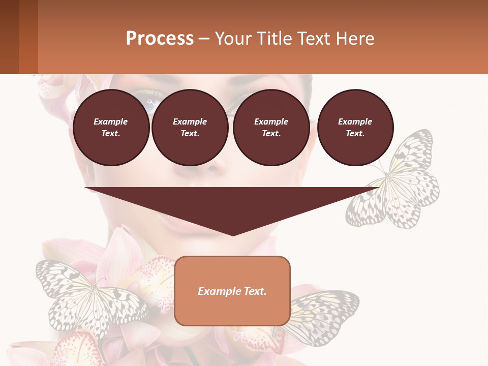 A Beautiful Woman With Butterflies On Her Head PowerPoint Template