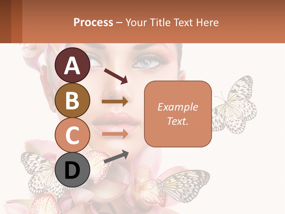 A Beautiful Woman With Butterflies On Her Head PowerPoint Template