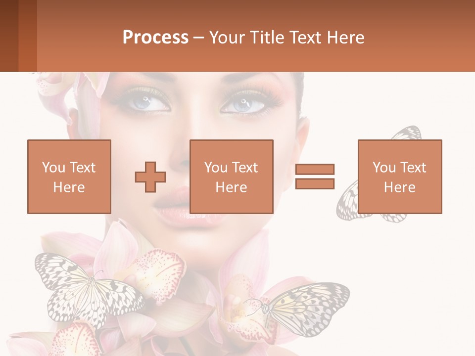 A Beautiful Woman With Butterflies On Her Head PowerPoint Template