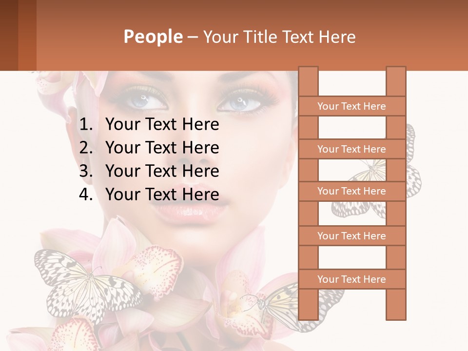 A Beautiful Woman With Butterflies On Her Head PowerPoint Template