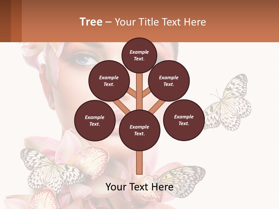 A Beautiful Woman With Butterflies On Her Head PowerPoint Template