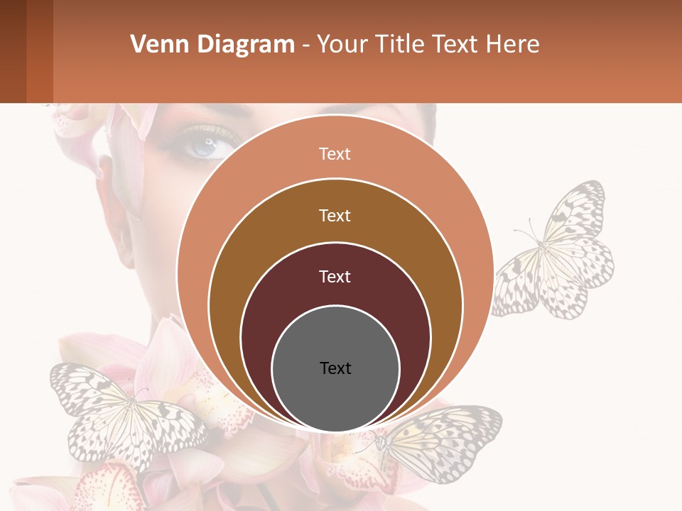 A Beautiful Woman With Butterflies On Her Head PowerPoint Template