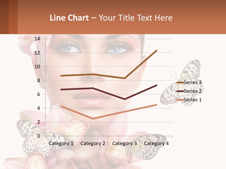 A Beautiful Woman With Butterflies On Her Head PowerPoint Template