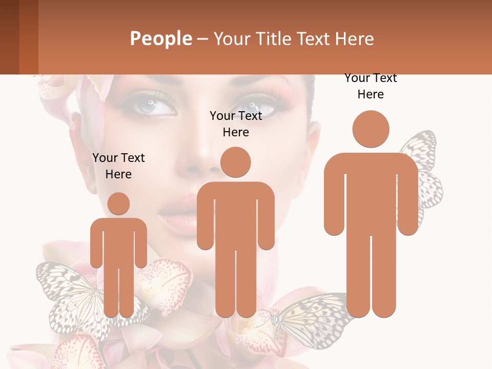 A Beautiful Woman With Butterflies On Her Head PowerPoint Template