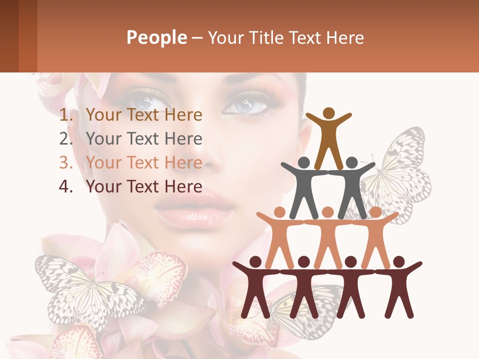 A Beautiful Woman With Butterflies On Her Head PowerPoint Template