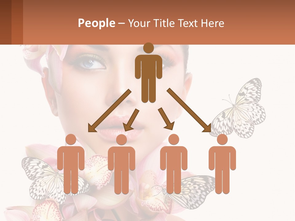 A Beautiful Woman With Butterflies On Her Head PowerPoint Template