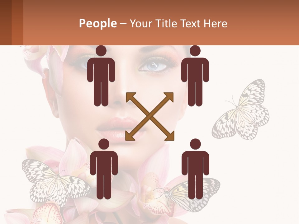 A Beautiful Woman With Butterflies On Her Head PowerPoint Template