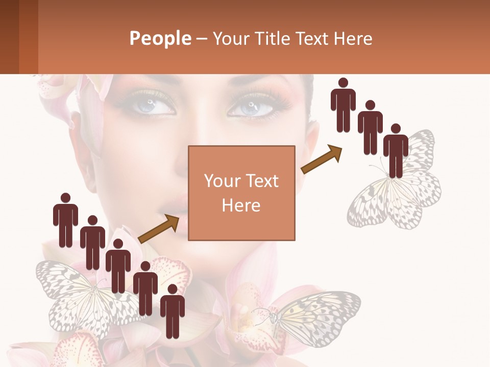 A Beautiful Woman With Butterflies On Her Head PowerPoint Template