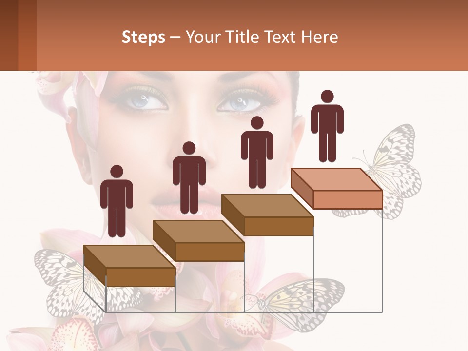 A Beautiful Woman With Butterflies On Her Head PowerPoint Template