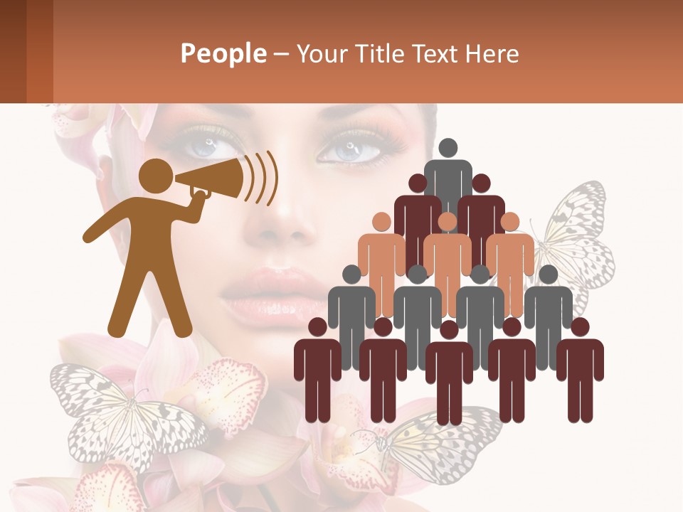 A Beautiful Woman With Butterflies On Her Head PowerPoint Template