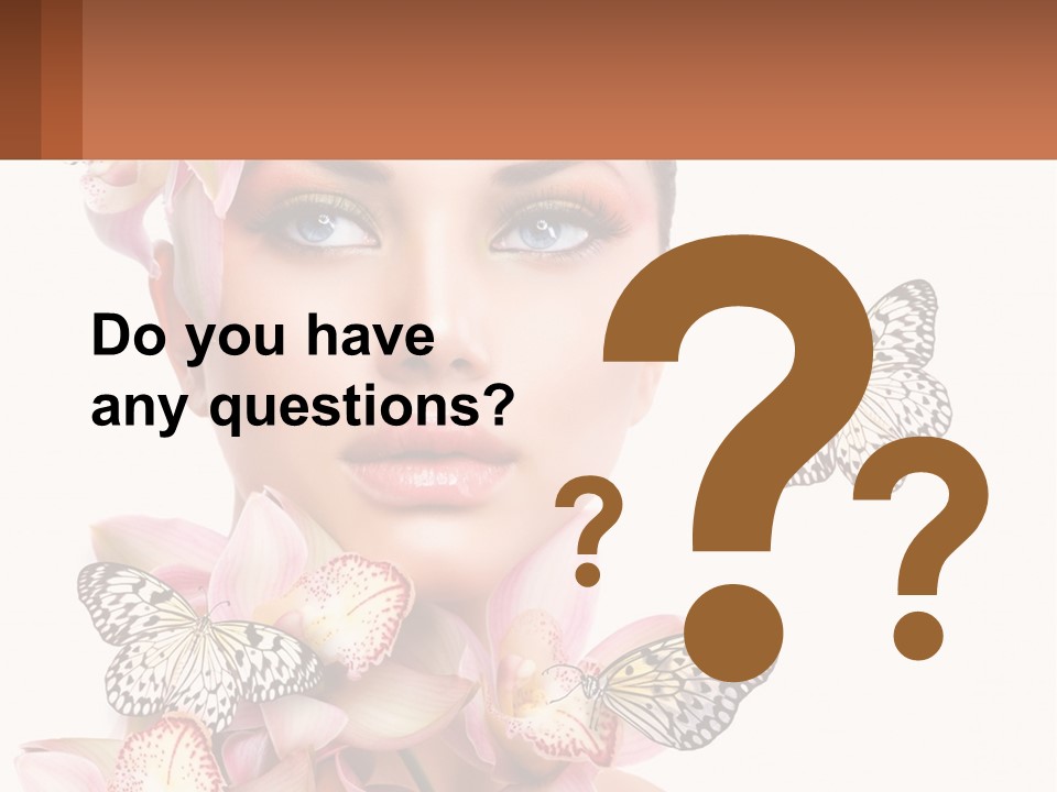 A Beautiful Woman With Butterflies On Her Head PowerPoint Template