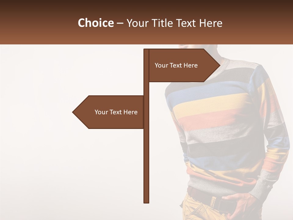 A Man In A Striped Sweater Is Holding His Hands In His Pockets PowerPoint Template