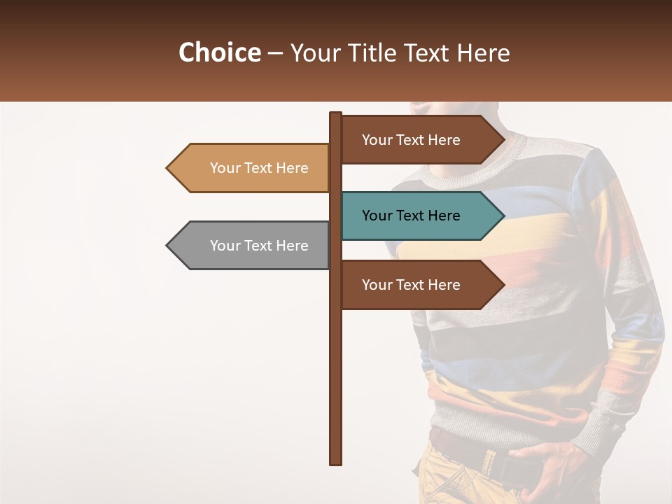 A Man In A Striped Sweater Is Holding His Hands In His Pockets PowerPoint Template