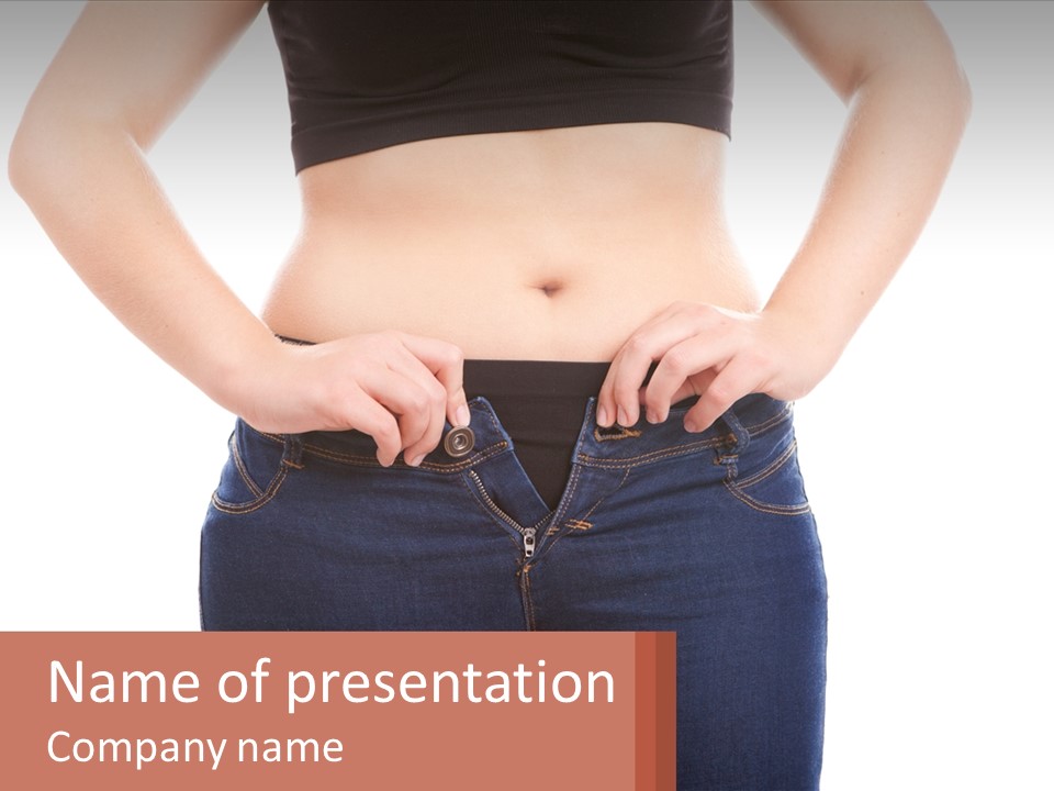 A Woman In A Black Top Is Holding Her Stomach PowerPoint Template