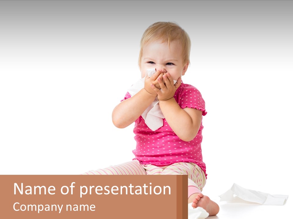 A Little Girl Sitting On The Floor With Her Hands In Her Mouth PowerPoint Template