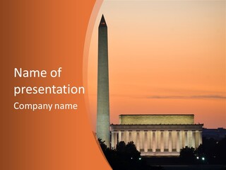 The Washington Monument In Washington Dc At Sunset PowerPoint Template