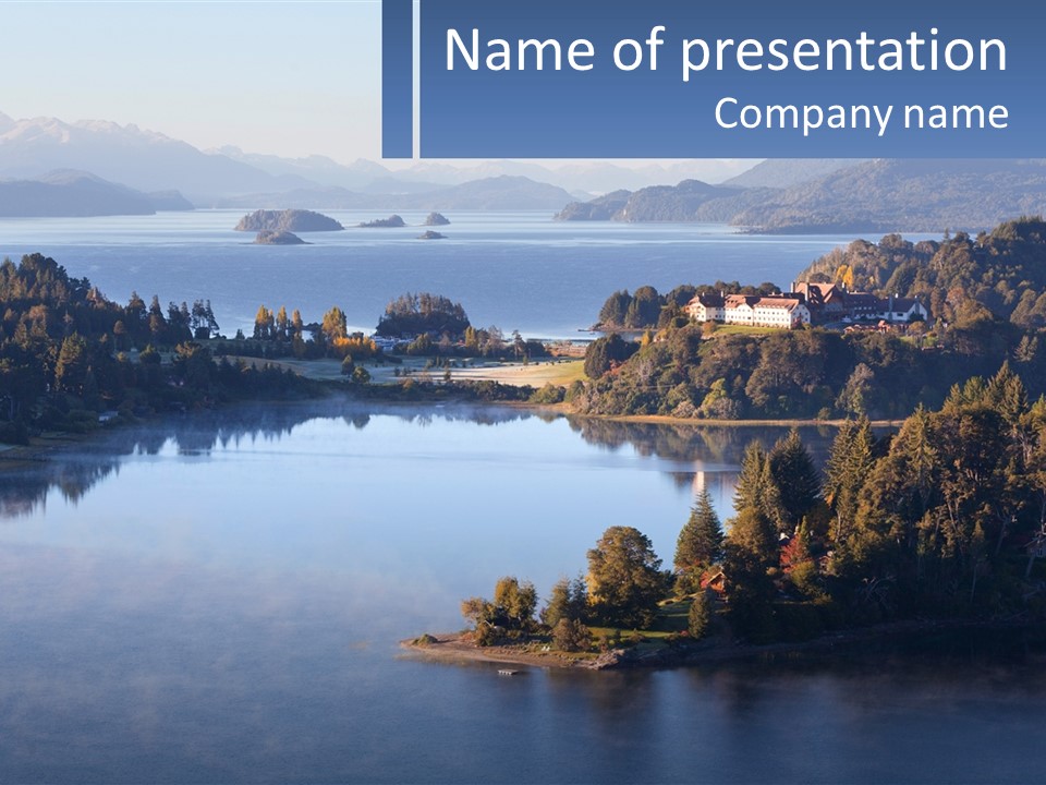 A Large Body Of Water Surrounded By Trees PowerPoint Template