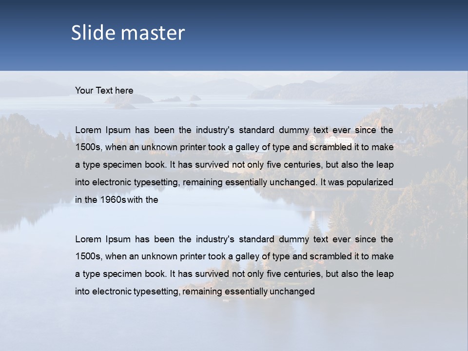 A Large Body Of Water Surrounded By Trees PowerPoint Template