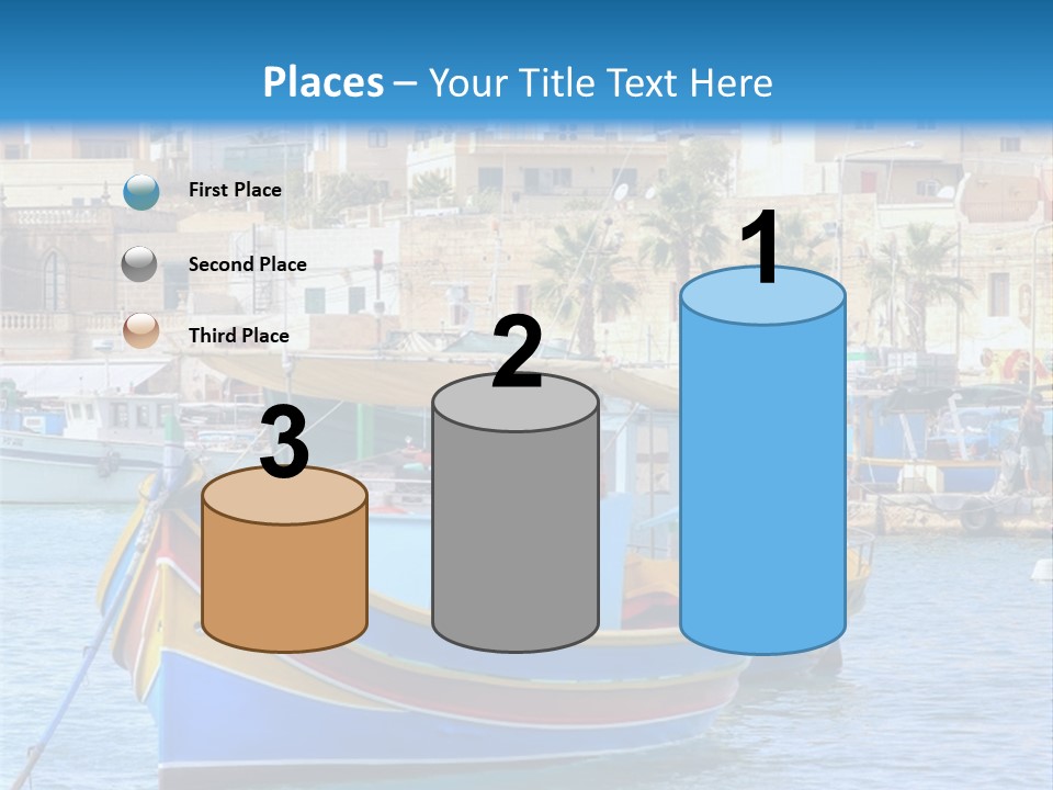 A Colorful Boat In The Water With A City In The Background PowerPoint Template